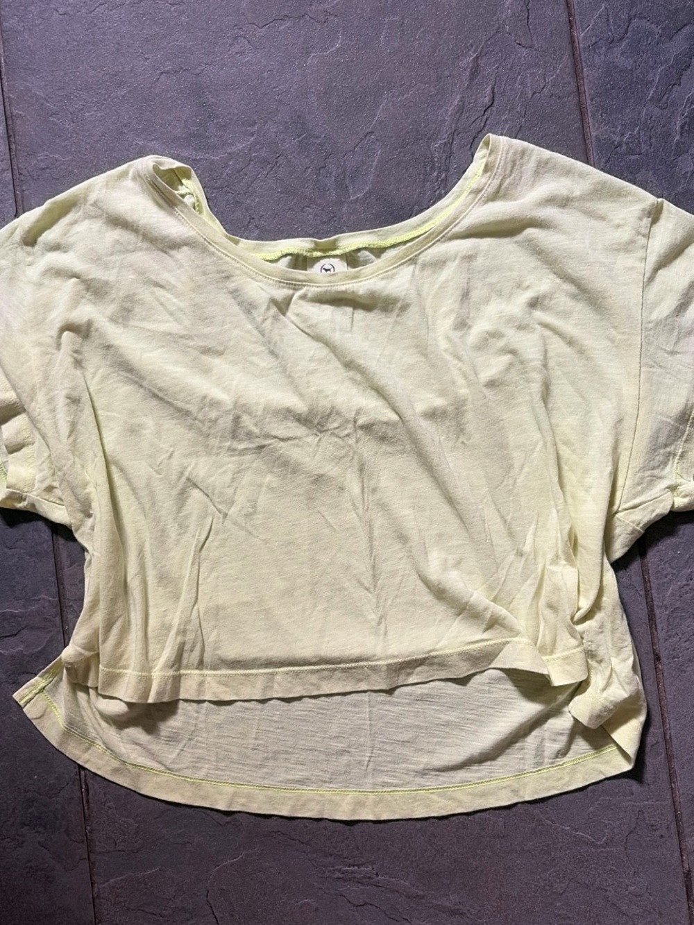 PINK Victoria's Secret Pale Yellow Short Sleeve Crop Top